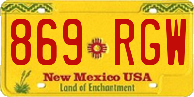NM license plate 869RGW
