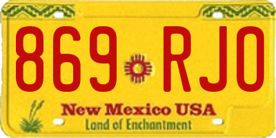 NM license plate 869RJO