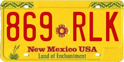 NM license plate 869RLK