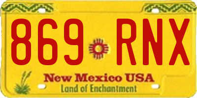 NM license plate 869RNX
