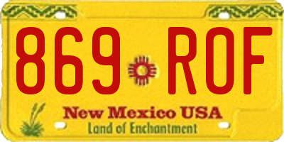 NM license plate 869ROF