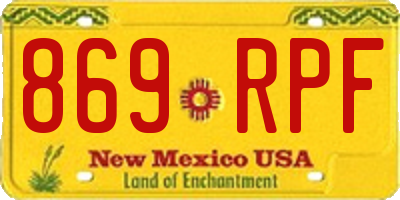 NM license plate 869RPF