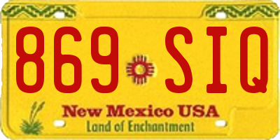 NM license plate 869SIQ