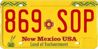 NM license plate 869SOP