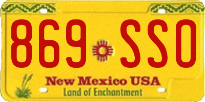 NM license plate 869SSO