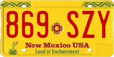 NM license plate 869SZY