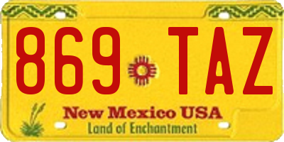 NM license plate 869TAZ