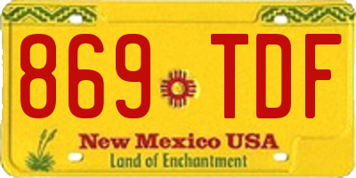 NM license plate 869TDF