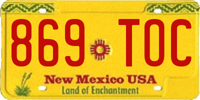 NM license plate 869TOC