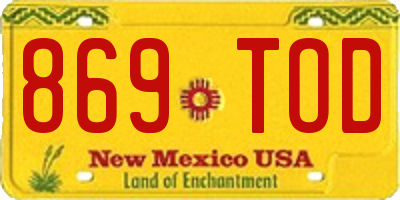 NM license plate 869TOD