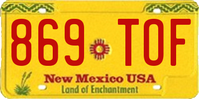 NM license plate 869TOF