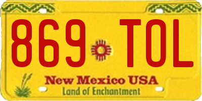 NM license plate 869TOL