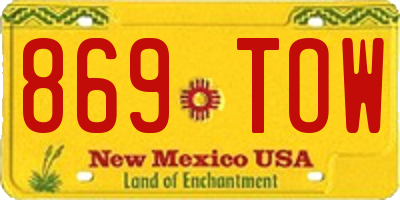 NM license plate 869TOW