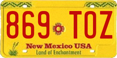 NM license plate 869TOZ