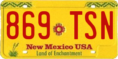 NM license plate 869TSN