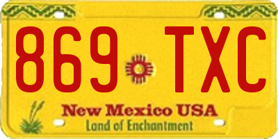NM license plate 869TXC