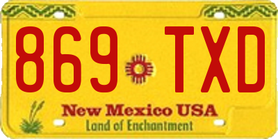 NM license plate 869TXD