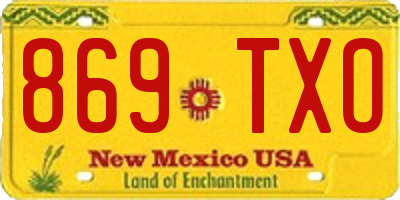 NM license plate 869TXO