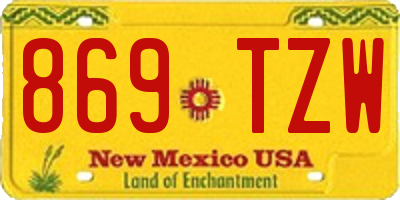 NM license plate 869TZW