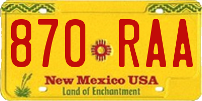 NM license plate 870RAA