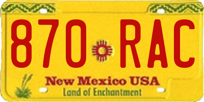 NM license plate 870RAC