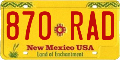 NM license plate 870RAD