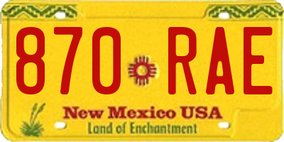 NM license plate 870RAE