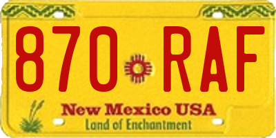 NM license plate 870RAF