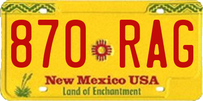 NM license plate 870RAG