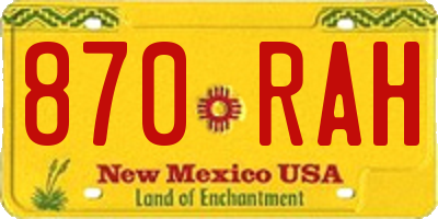 NM license plate 870RAH