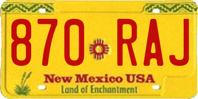 NM license plate 870RAJ