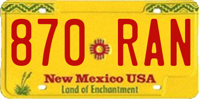 NM license plate 870RAN