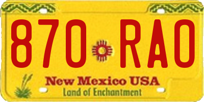 NM license plate 870RAO