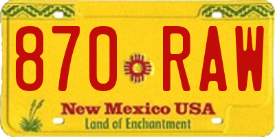 NM license plate 870RAW