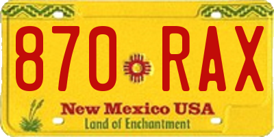 NM license plate 870RAX