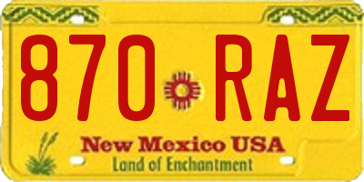 NM license plate 870RAZ