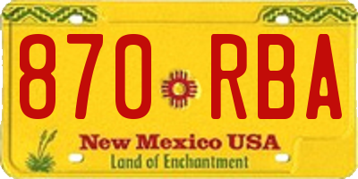 NM license plate 870RBA