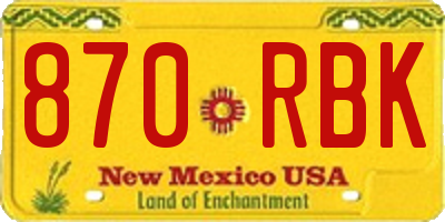 NM license plate 870RBK