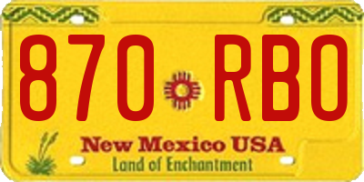 NM license plate 870RBO