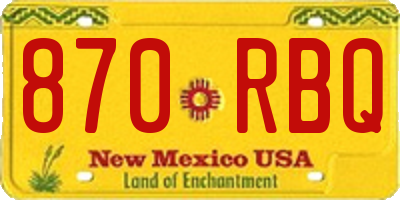 NM license plate 870RBQ