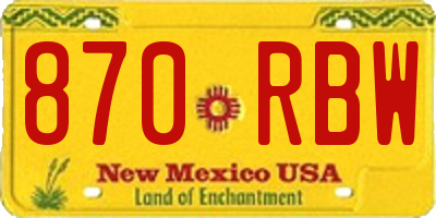 NM license plate 870RBW