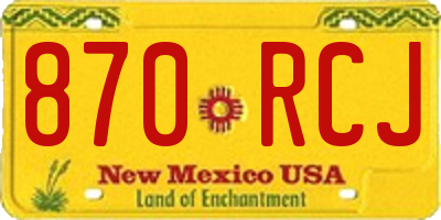 NM license plate 870RCJ