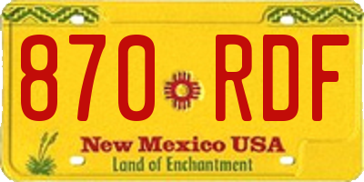 NM license plate 870RDF