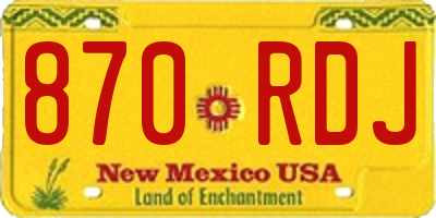NM license plate 870RDJ