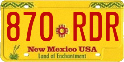 NM license plate 870RDR