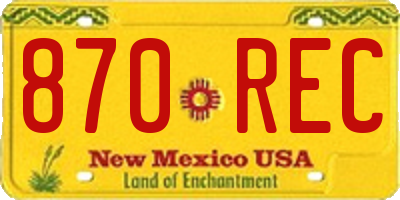 NM license plate 870REC