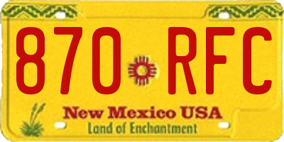 NM license plate 870RFC