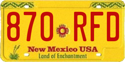 NM license plate 870RFD