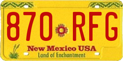 NM license plate 870RFG