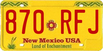 NM license plate 870RFJ
